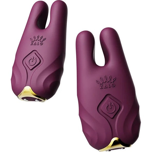 ZaloNaveWirelessVibratingNippleClampsVelvetPurple