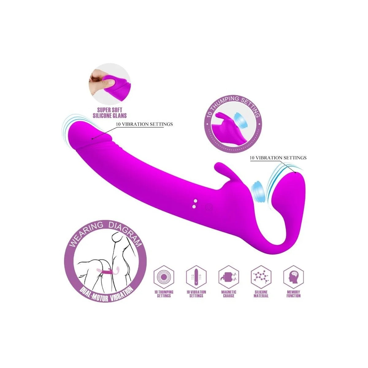 ZANINISTRAPLESSSTRAP-ON10VIBRATIONENLILAVONPRETTYLOVE