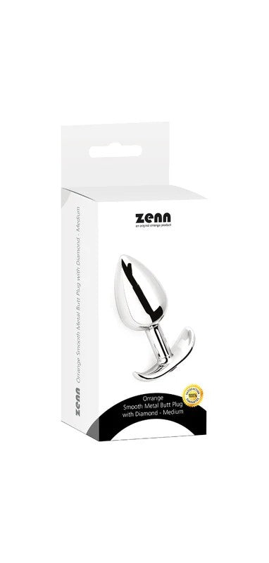 ZennSmoothMetalButtPlugwithDiamond–Medium