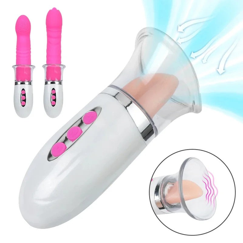 Zungen-Klitoris-Vibrator–austauschbareNippelklemmen,dievibrierendeDildo-Sexspielzeugeschieben